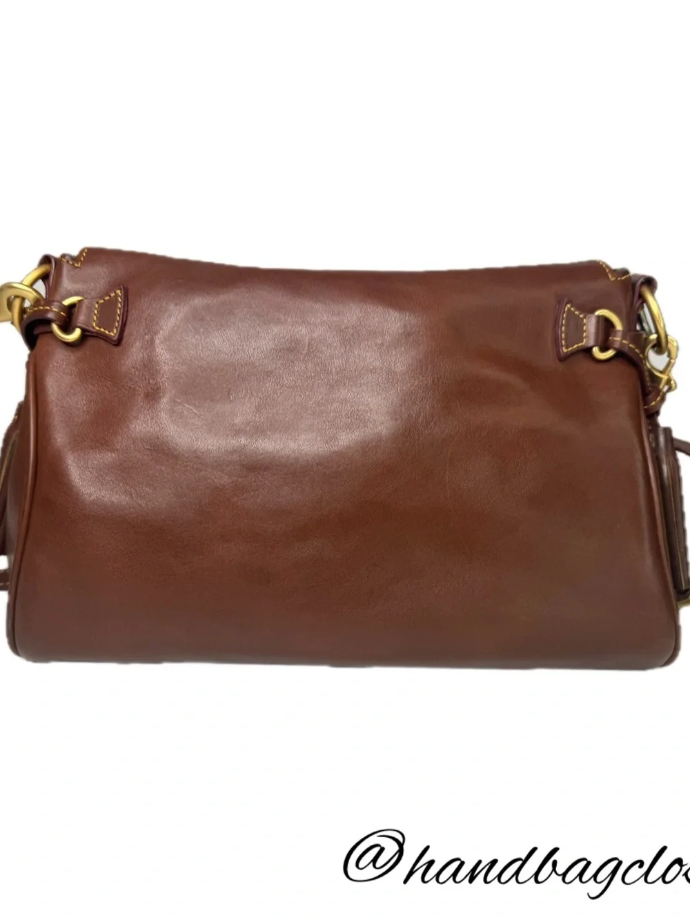 Dooney & Bourke DB Walnut Brown Florentine Leather Fold Over Crossbody Bag